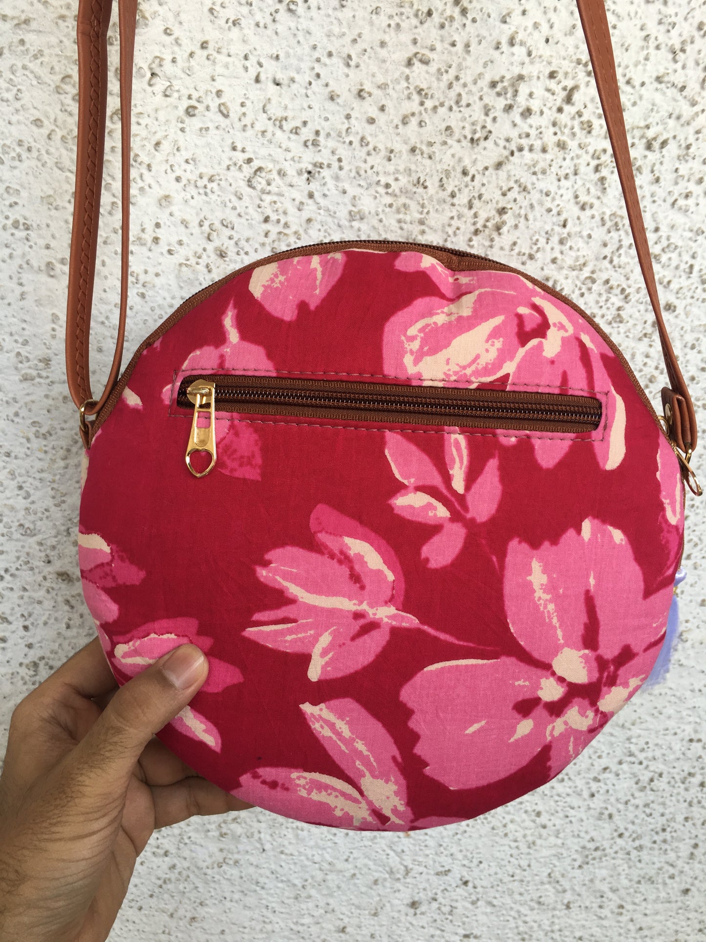Jasmine White Pink Flower - Cute Round Sling bag