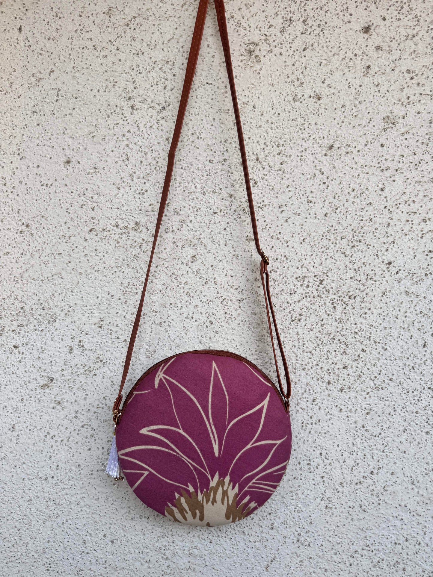Pink Cream Flower - Cute Round Sling bag