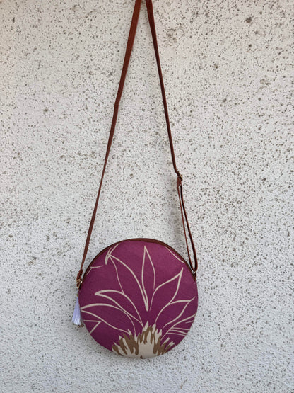 Pink Cream Flower - Cute Round Sling bag