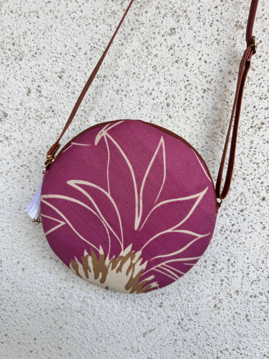 Pink Cream Flower - Cute Round Sling bag