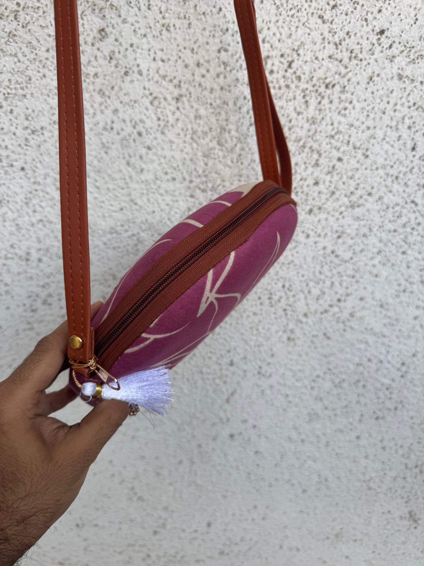 Pink Cream Flower - Cute Round Sling bag
