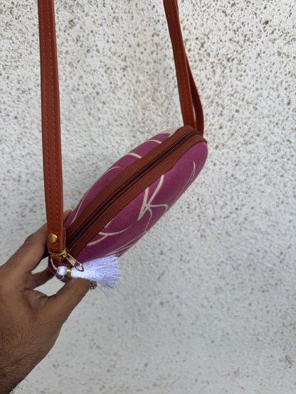 Pink Cream Flower - Cute Round Sling bag