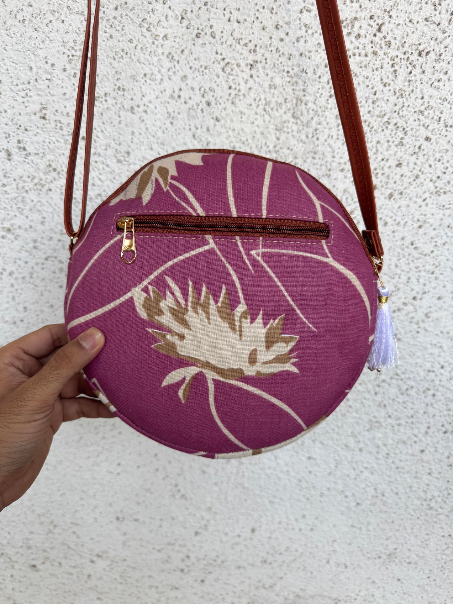 Pink Cream Flower - Cute Round Sling bag