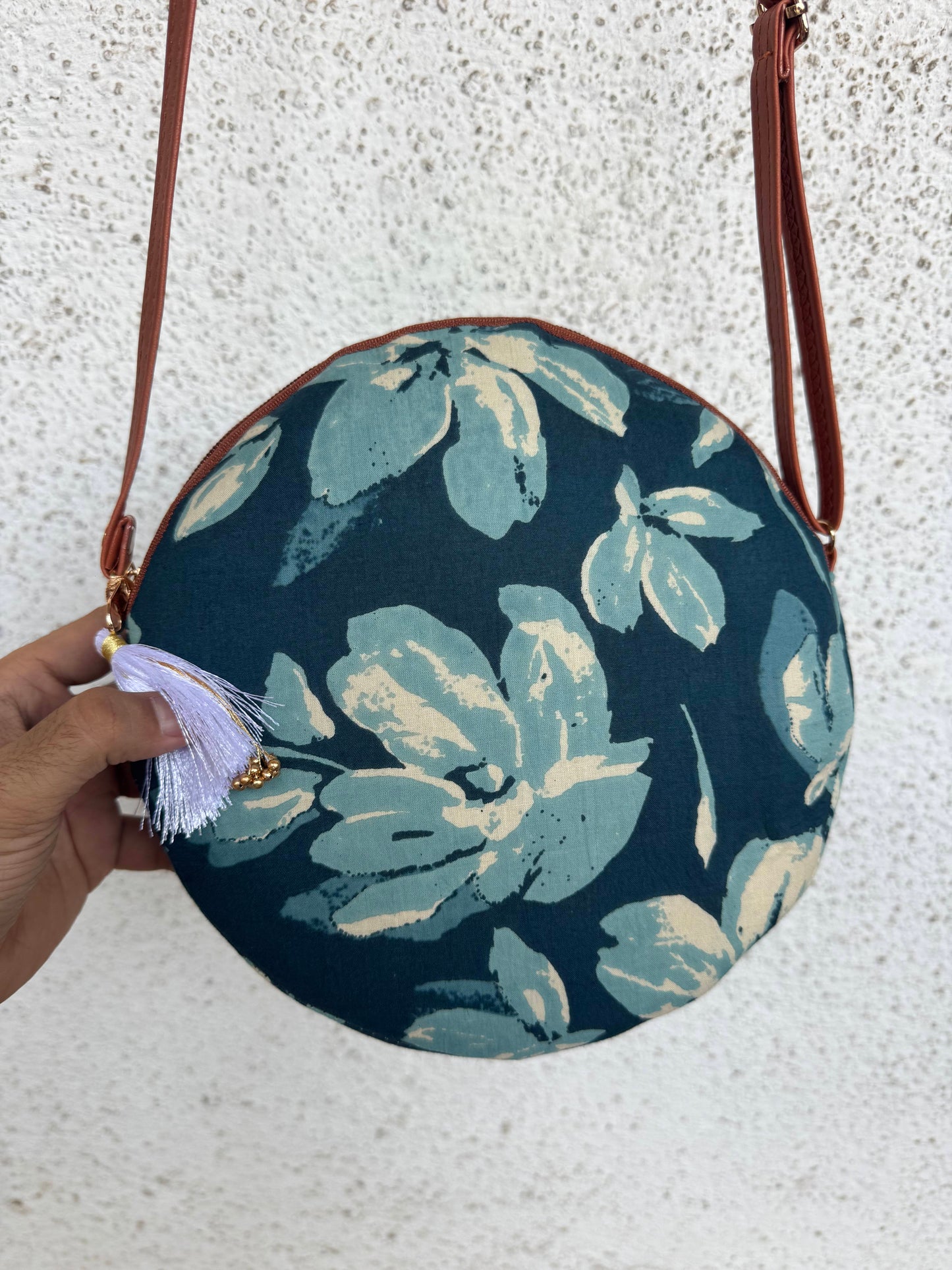 Jasmine Peacock Blue Colour - Cute Round Sling bag