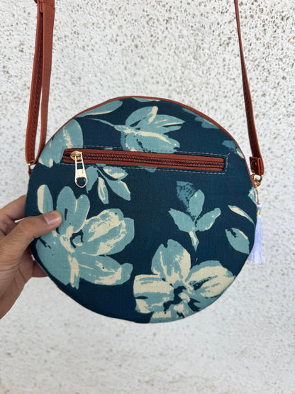 Jasmine Peacock Blue Colour - Cute Round Sling bag
