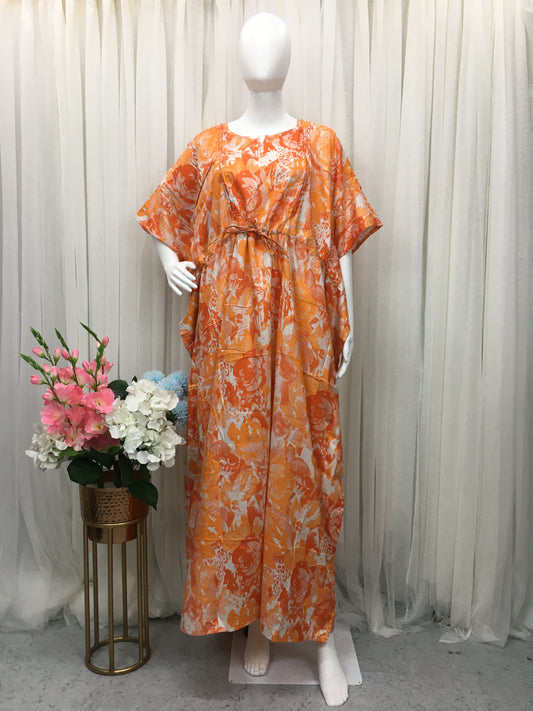 Rayon Orange Flower - Maternity Kaftan - Soft Rayon  - Free Size