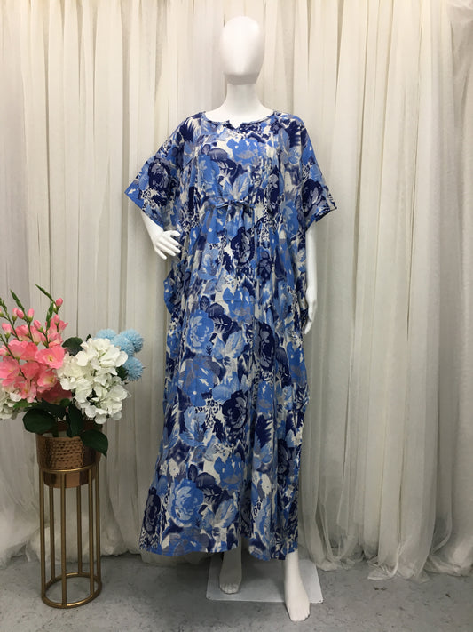 Rayon Blue Flower - Maternity Kaftan - Soft Rayon  - Free Size