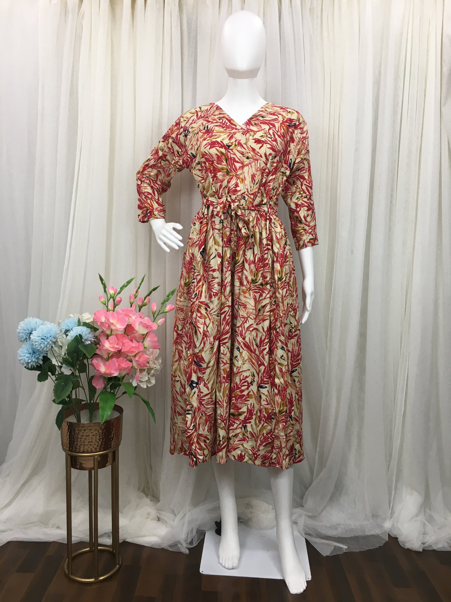 New York Style - Red Cream Grass  - Maternity Wear  - Soft Rayon