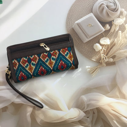 3 pockets  - Trendy & Beautiful Womens Wallet - 4 tone Firozi