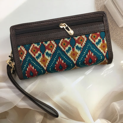 3 pockets  - Trendy & Beautiful Womens Wallet - 4 tone Firozi