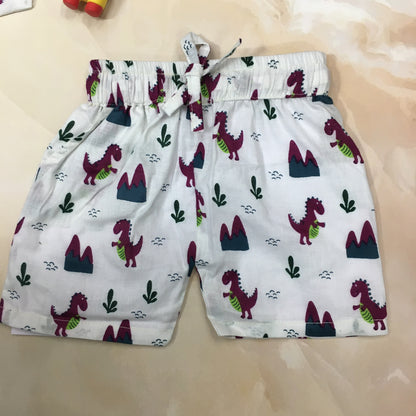 Kids Shirt & Short set - Purple Dainosaur