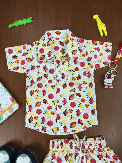 Kids Shirt & Short set - Red Planets