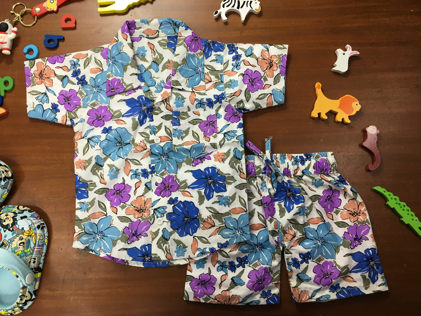 Kids Shirt & Short set - Magic Flower - Blue