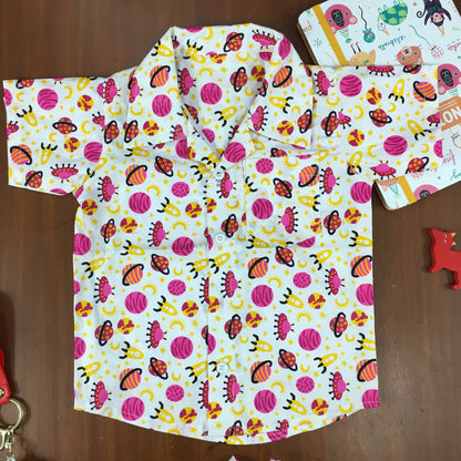 Kids Shirt & Short set - Pink Planets