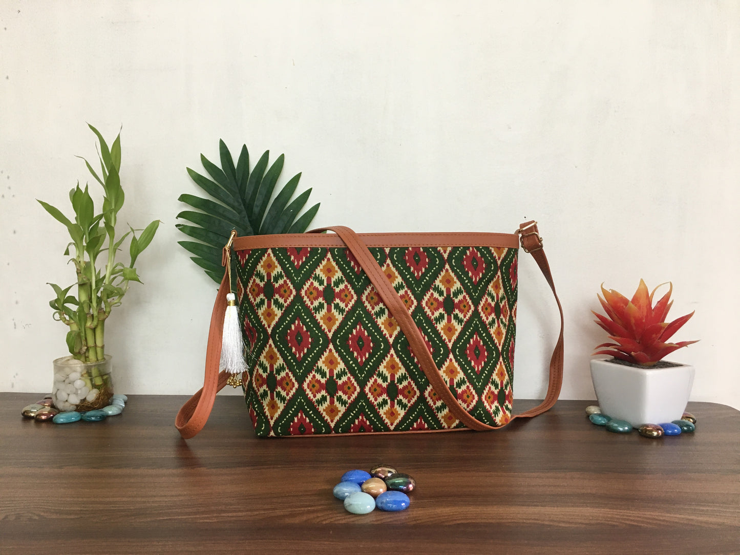 Minsk - 3 zip- Big size - Sling Bag - 4 tone Green