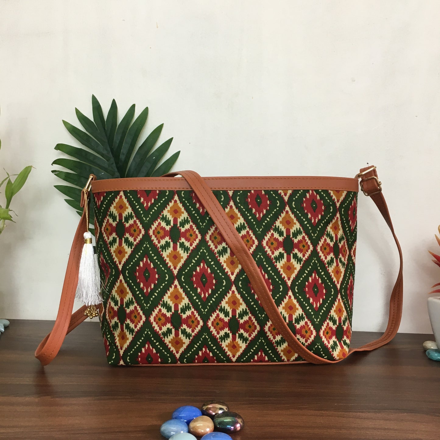 Minsk - 3 zip- Big size - Sling Bag - 4 tone Green