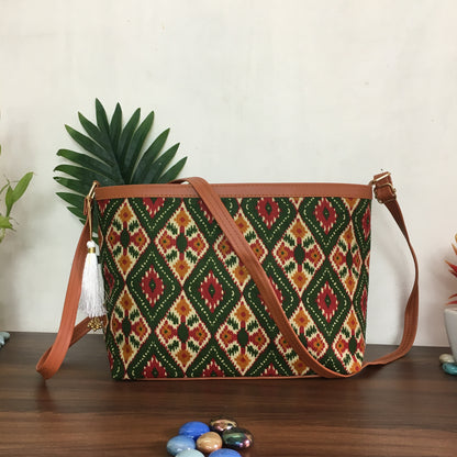 Minsk - 3 zip- Big size - Sling Bag - 4 tone Green
