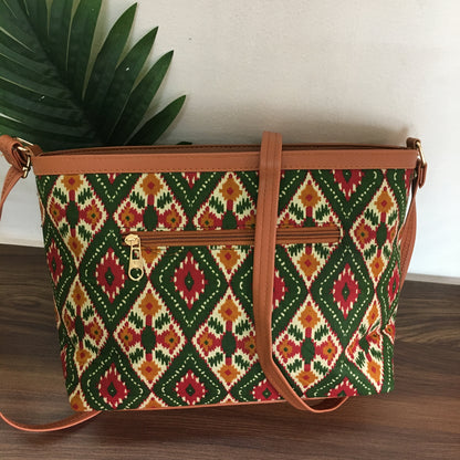 Minsk - 3 zip- Big size - Sling Bag - 4 tone Green