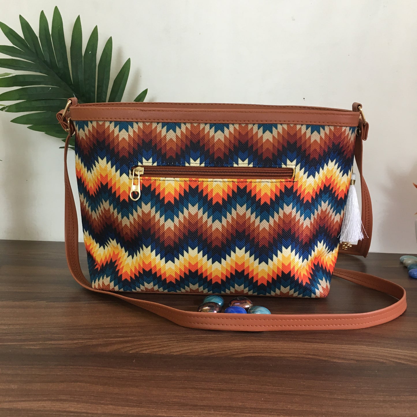 Minsk - 3 zip- Big size - Sling Bag - Aztec Zigzag