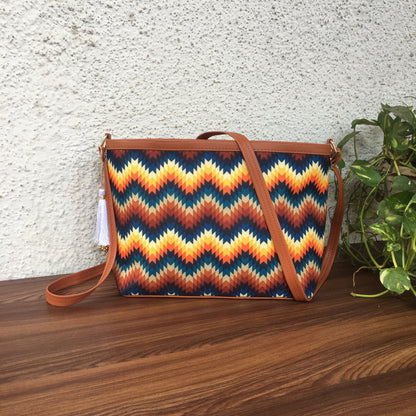 Minsk - 3 zip- Big size - Sling Bag - Aztec Zigzag