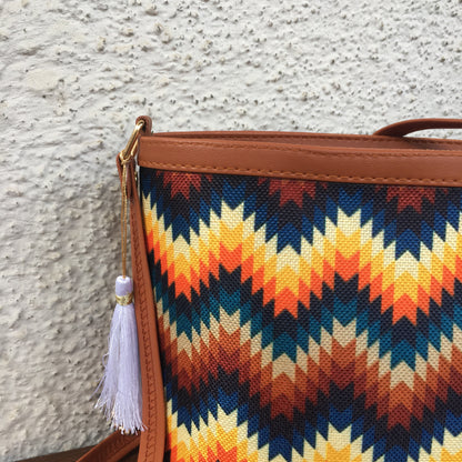 Minsk - 3 zip- Big size - Sling Bag - Aztec Zigzag