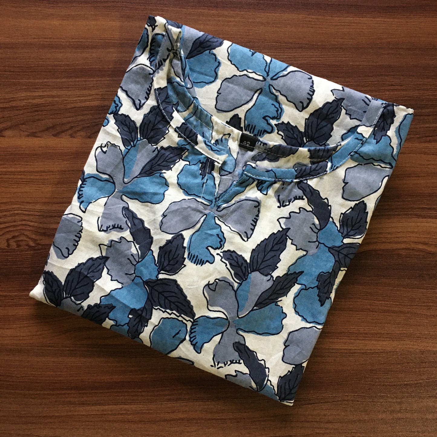 Flower & Leafs - Blue / Dark Grey - Cord Set - Pure Cotton