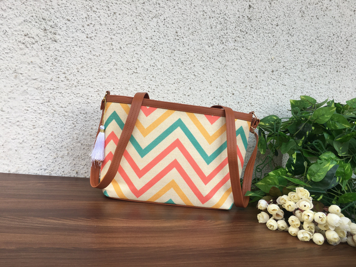 Minsk - 3 zip- Big size - Sling Bag - Multi Colour Wave