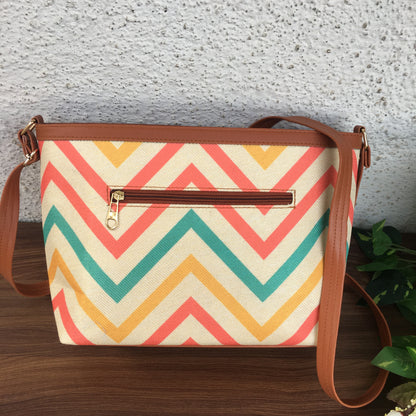 Minsk - 3 zip- Big size - Sling Bag - Multi Colour Wave