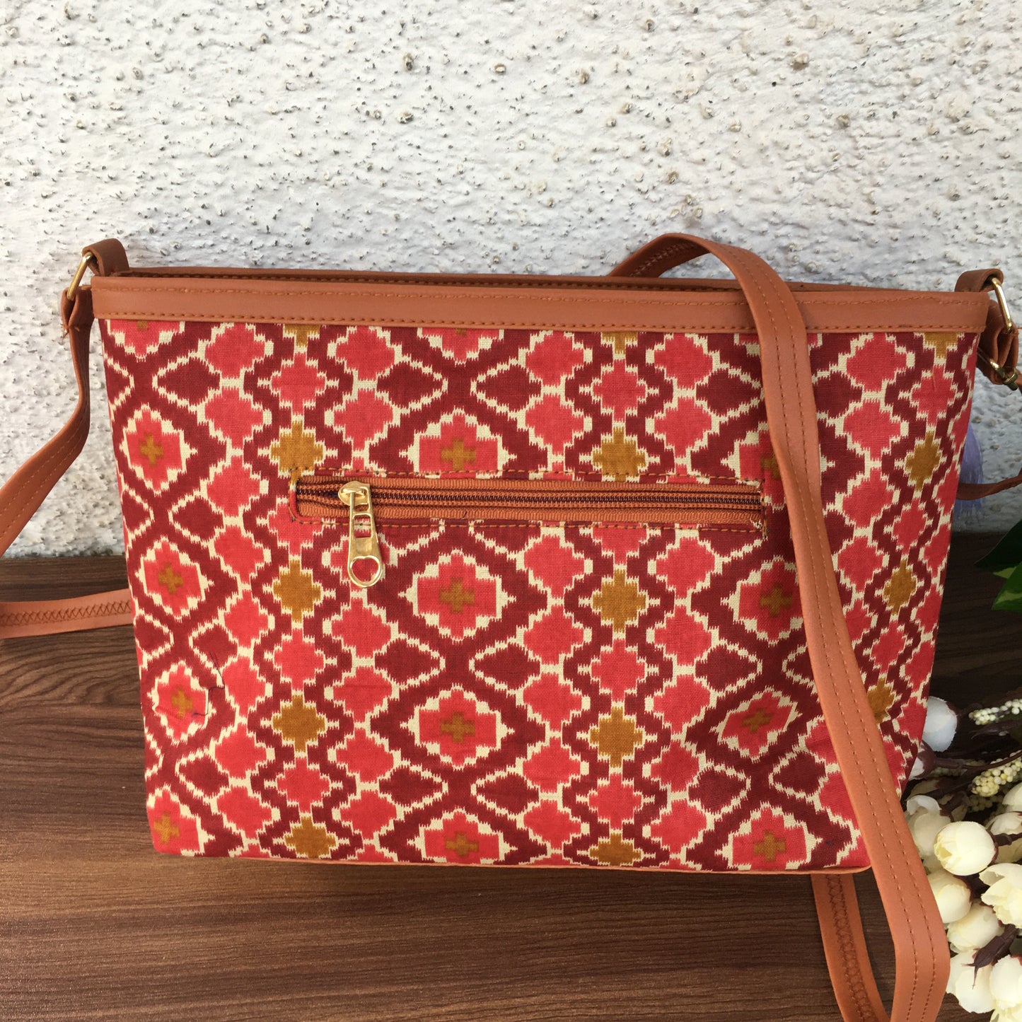 Minsk - 3 zip- Big size - Sling Bag - Red Yellow Patola