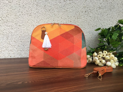 Fioni - Orange Abstract -D Shape Sling Bag