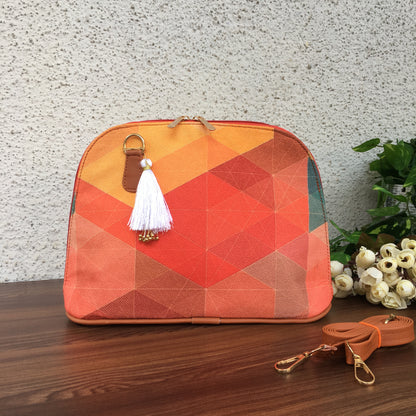 Fioni - Orange Abstract -D Shape Sling Bag