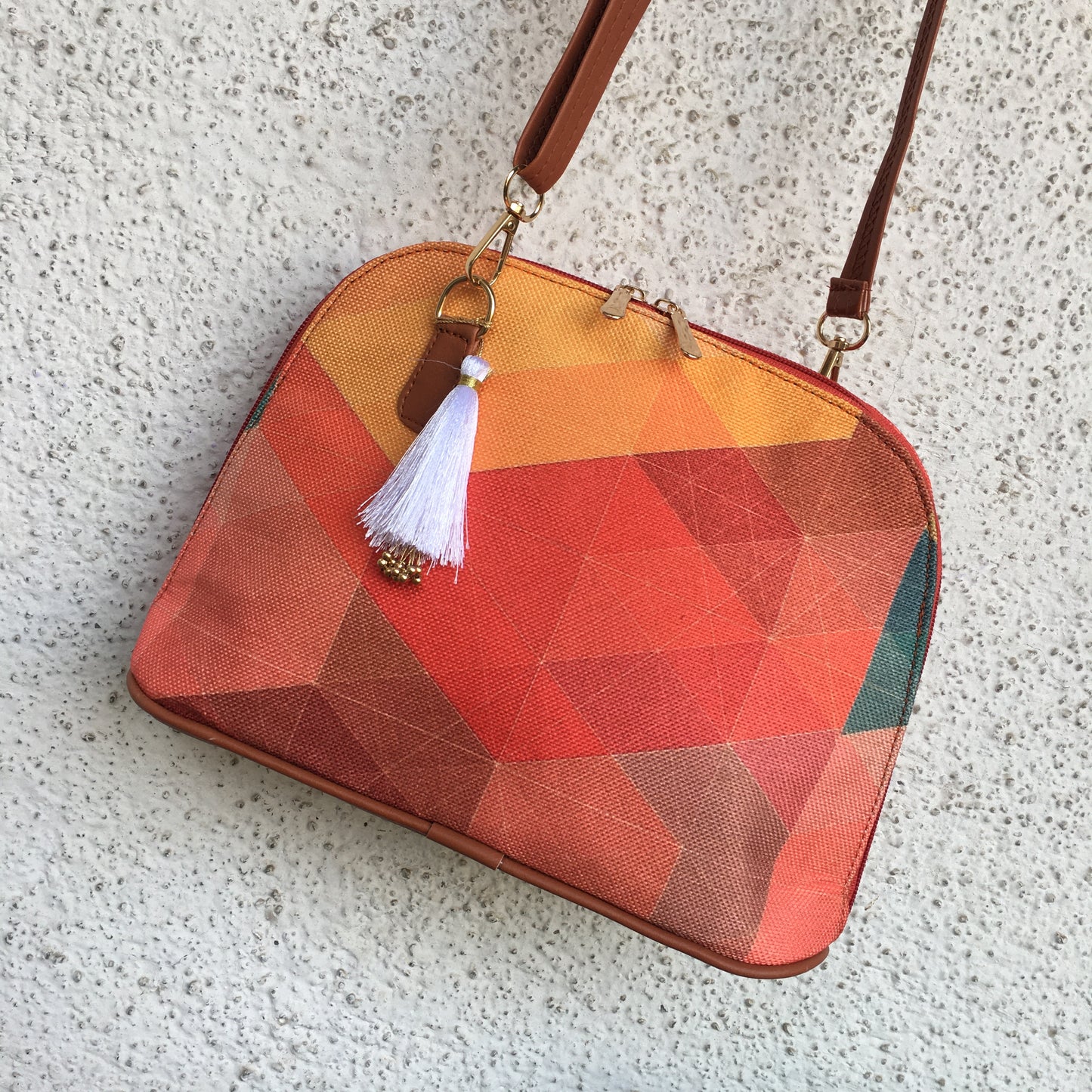 Fioni - Orange Abstract -D Shape Sling Bag