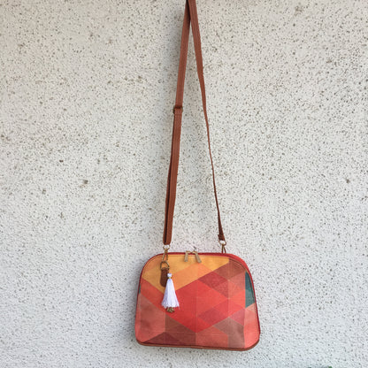 Fioni - Orange Abstract -D Shape Sling Bag