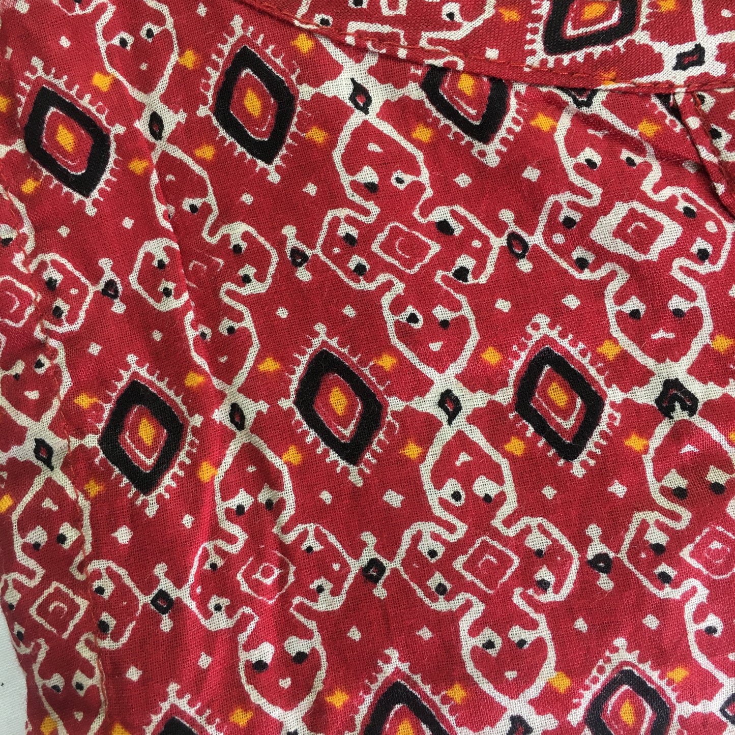 Kalamkari Ajrakh Red - Maternity Kurti with Feeding Zips - Cotton Flex - Thicker Fabric