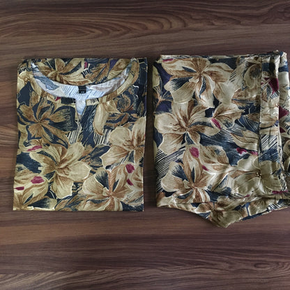 Cord Set - Hibiscus Black Gold - Soft Rayon