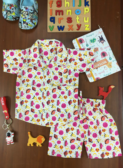 Kids Shirt & Short set - Pink Planets