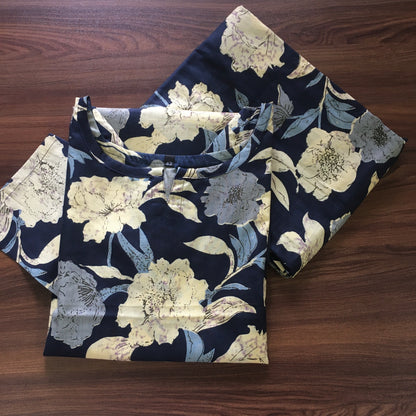 Mix Flower - Navy Blue - Cord Set - Pure Cotton