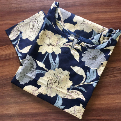 Mix Flower - Navy Blue - Cord Set - Pure Cotton