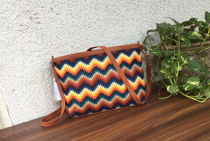 Minsk - 3 zip- Big size - Sling Bag - Aztec Zigzag