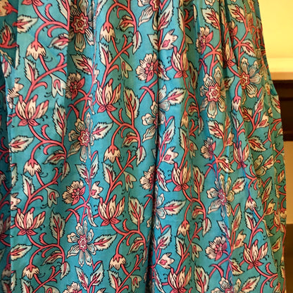 New York Style - Flared Dress - Maternity Suitable - Firozi Multi Flower Prints