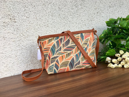 Minsk - 3 zip- Big size - Sling Bag - Multi Colour Leaves