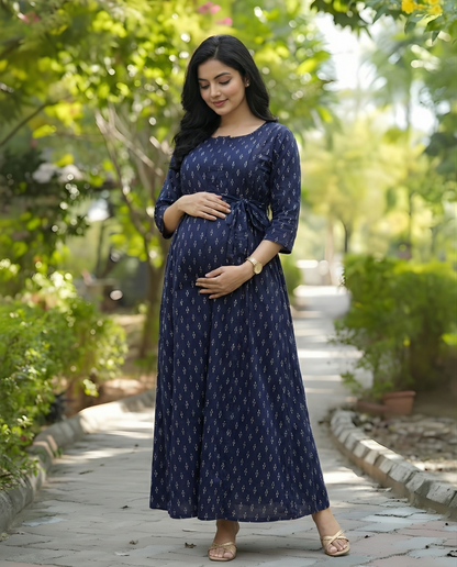 Indigo Fine - Maternity Kurti with Feeding Zips - Soft Rayon