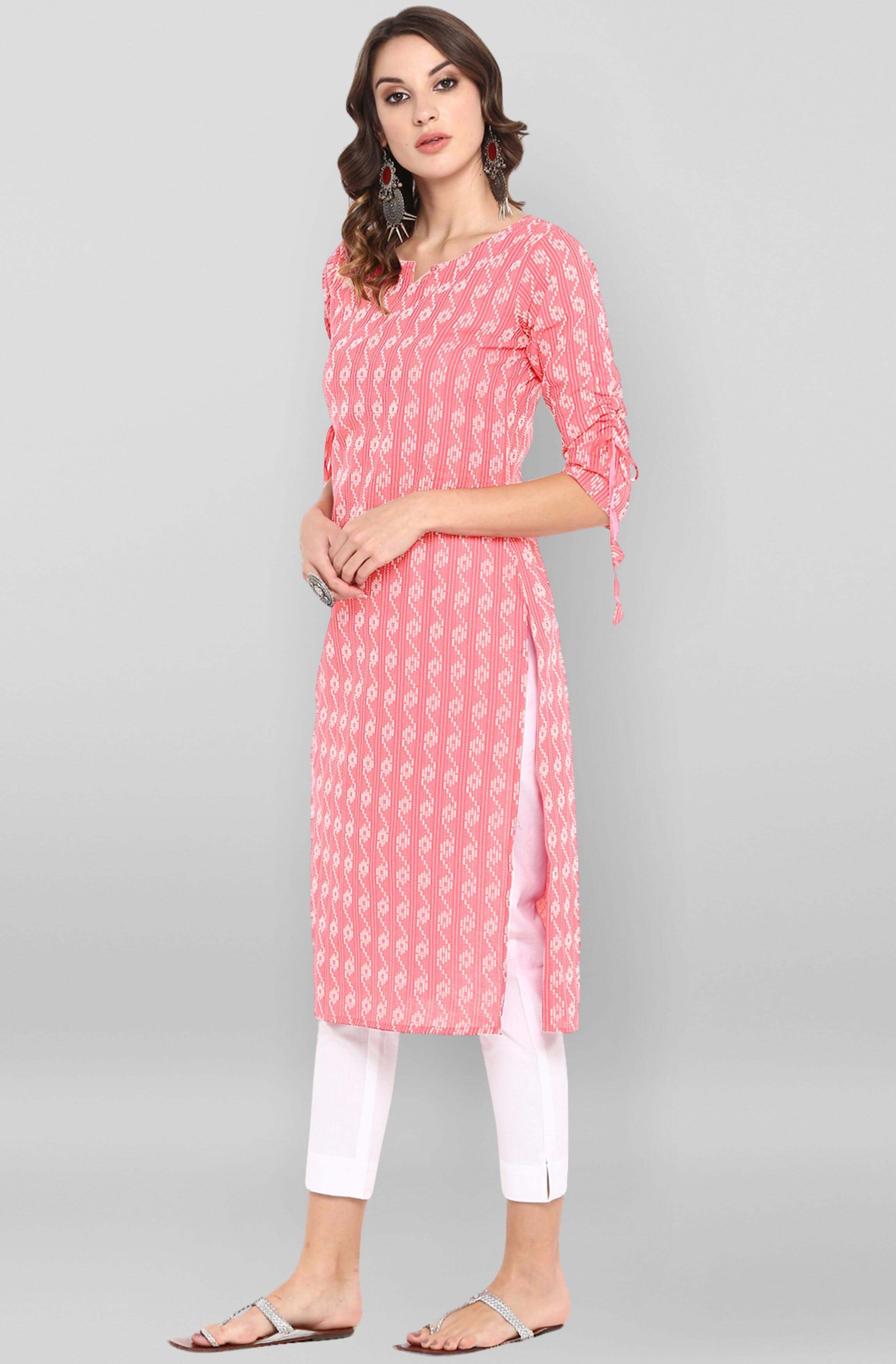 Pink Straight Chikankari Kurti | Floral dresses with sleeves, Fancy dress  design, Boutique dress designs