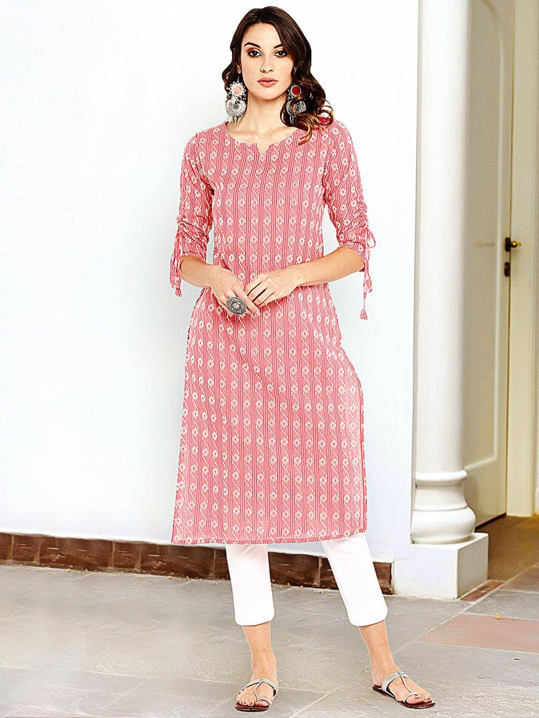 Buy Red Cotton Hand Block Printed Knee Length Kurti After Six Wear Online  at Best Price | Cbazaar