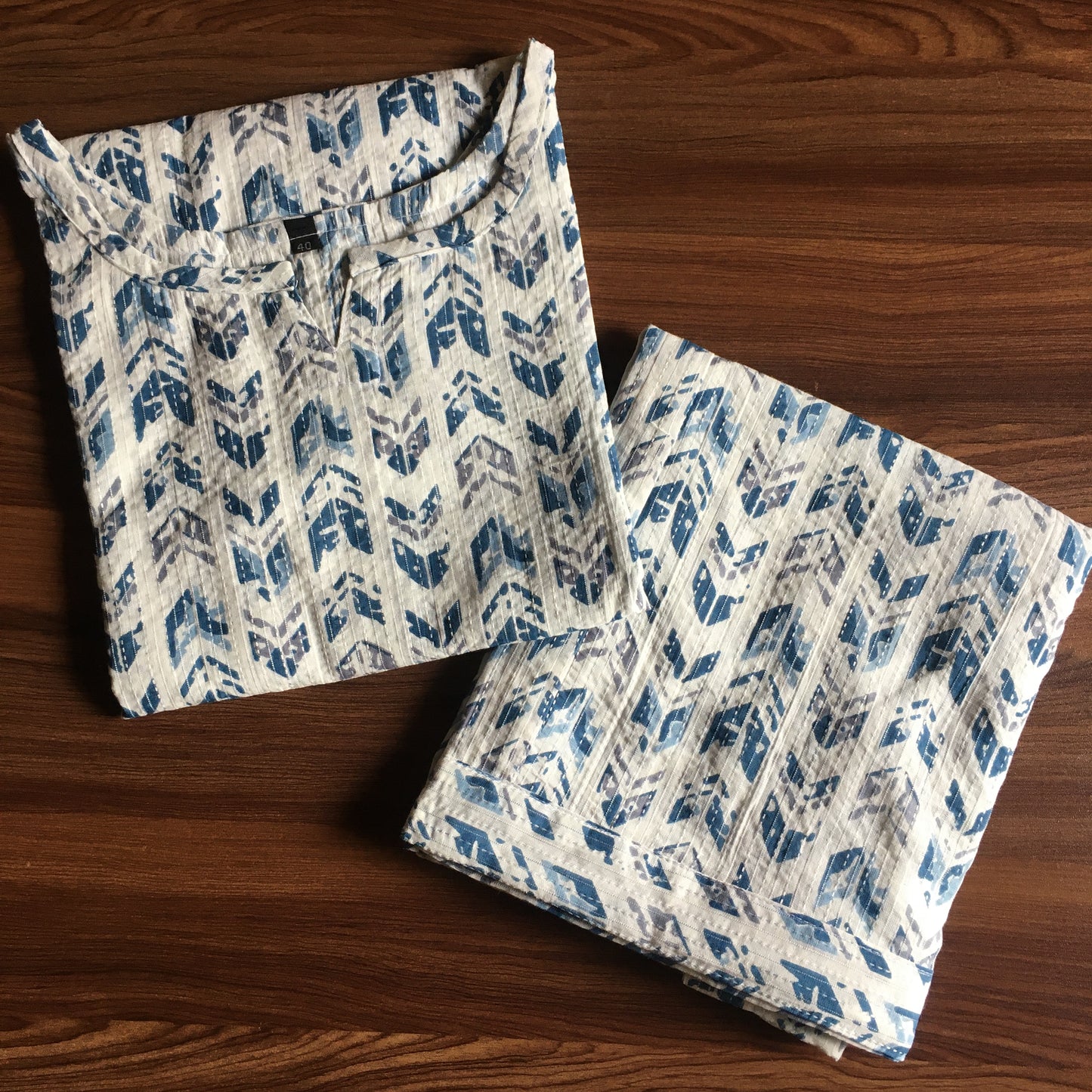 Katha Arrow - Blue Grey - Cord Set - Pure Cotton