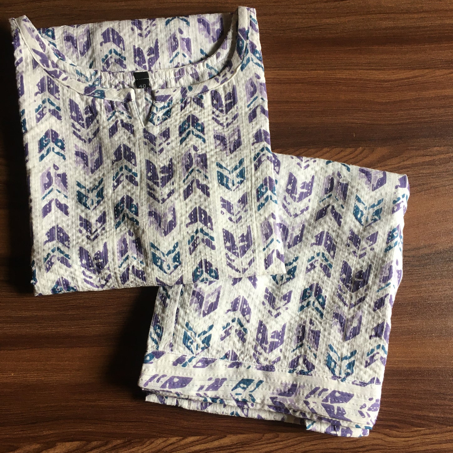 Katha Arrow - Purple Blue - Cord Set - Pure Cotton
