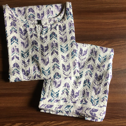 Katha Arrow - Purple Blue - Cord Set - Pure Cotton