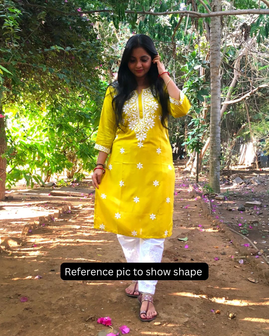 Dessert Yellow - Rose Design - Embroidery Kurti - Soft Rayon