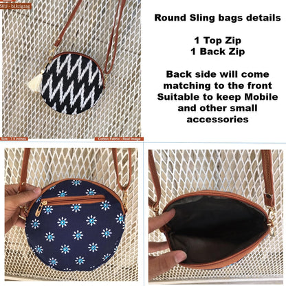 Blue Firozi Flower  - Round sling - small size