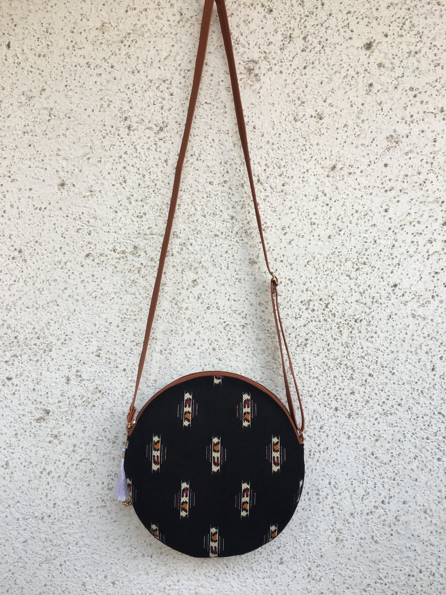 Royal Black Ajrakh - Cute Round Sling bag